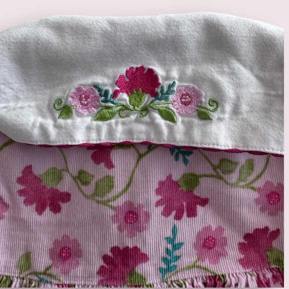 Pink Floral Embroidered Corduroy Dress - Picture 6 of 6